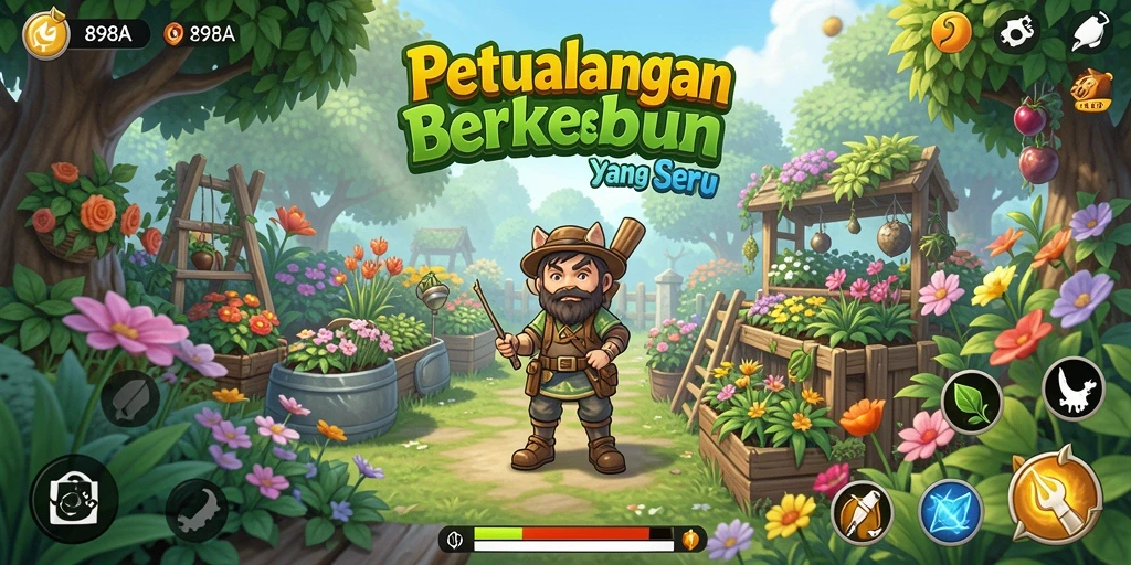 Tampilan gameplay menarik dari 898A saat berkebun.