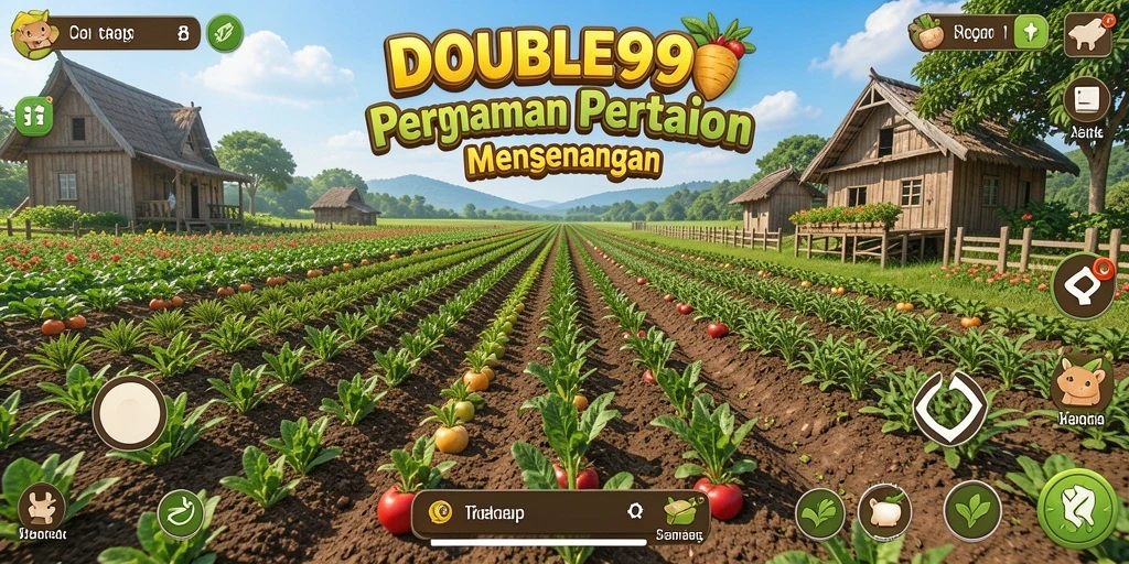 Tangkapan layar permainan DOUBLE999 dengan aktivitas bertani yang seru.