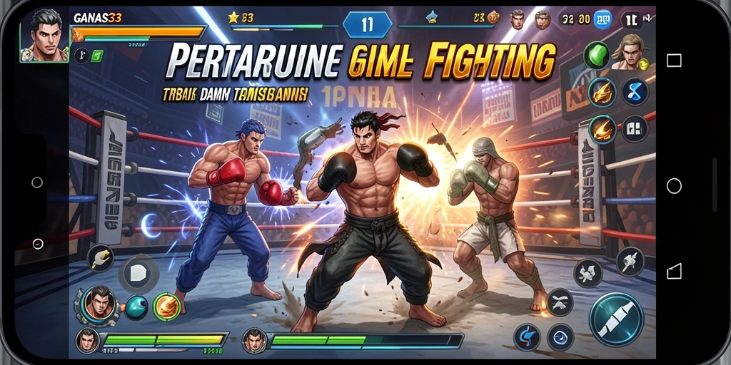 Gameplay seru dan mendebarkan dalam GANAS33 dengan pertarungan antar karakter.