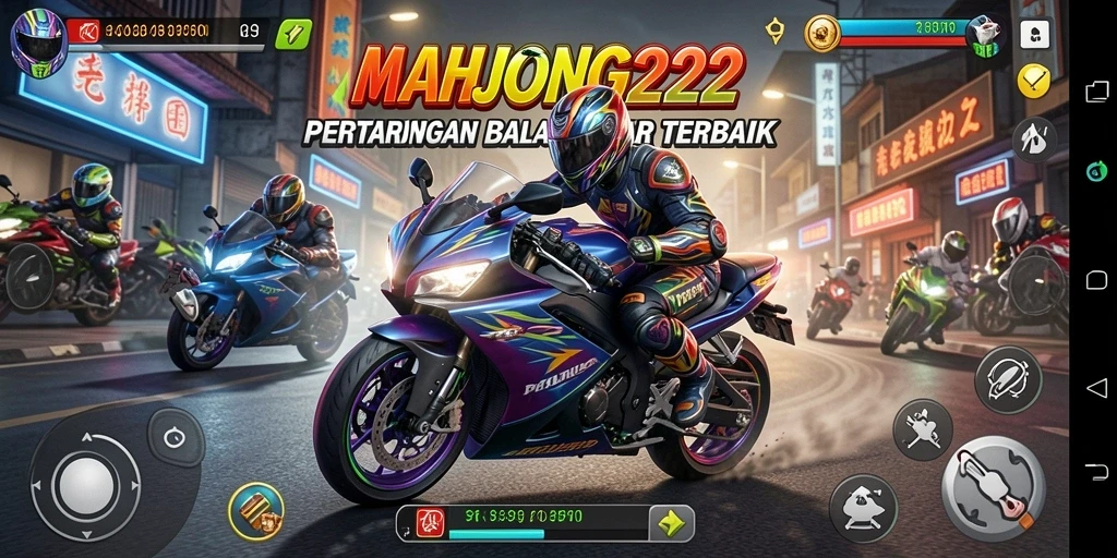 Tampilan utamanya menunjukkan aksi balapan motor yang seru.