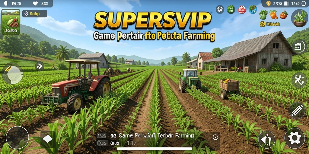 Tampilan gameplay <strong>SUPERSVIP</strong> dengan aktivitas pertanian yang seru.